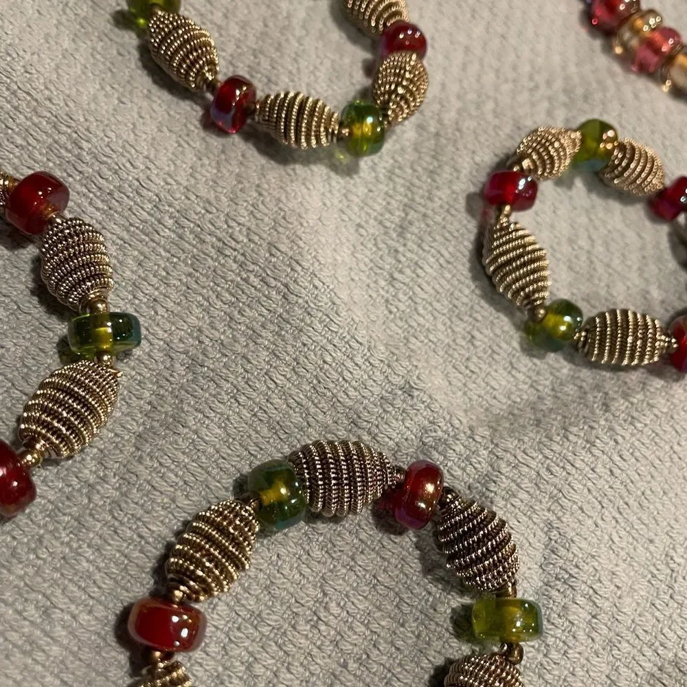 Multicolored Silver Wire Purple and Green Napkin Rings 2 sets of 6 Each = 12